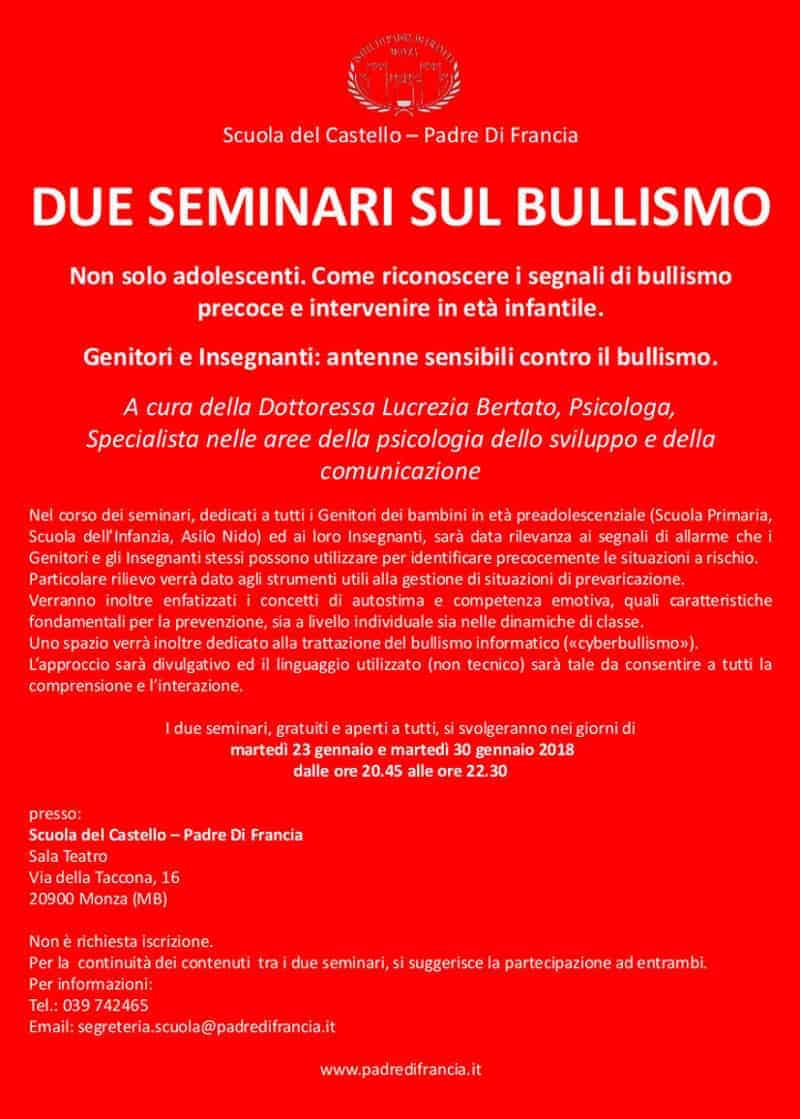 Seminari sul bullismo - Scuola del Castello - Istituto padre di francia