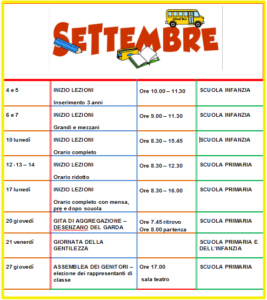 Calendario scolastico di Aprile